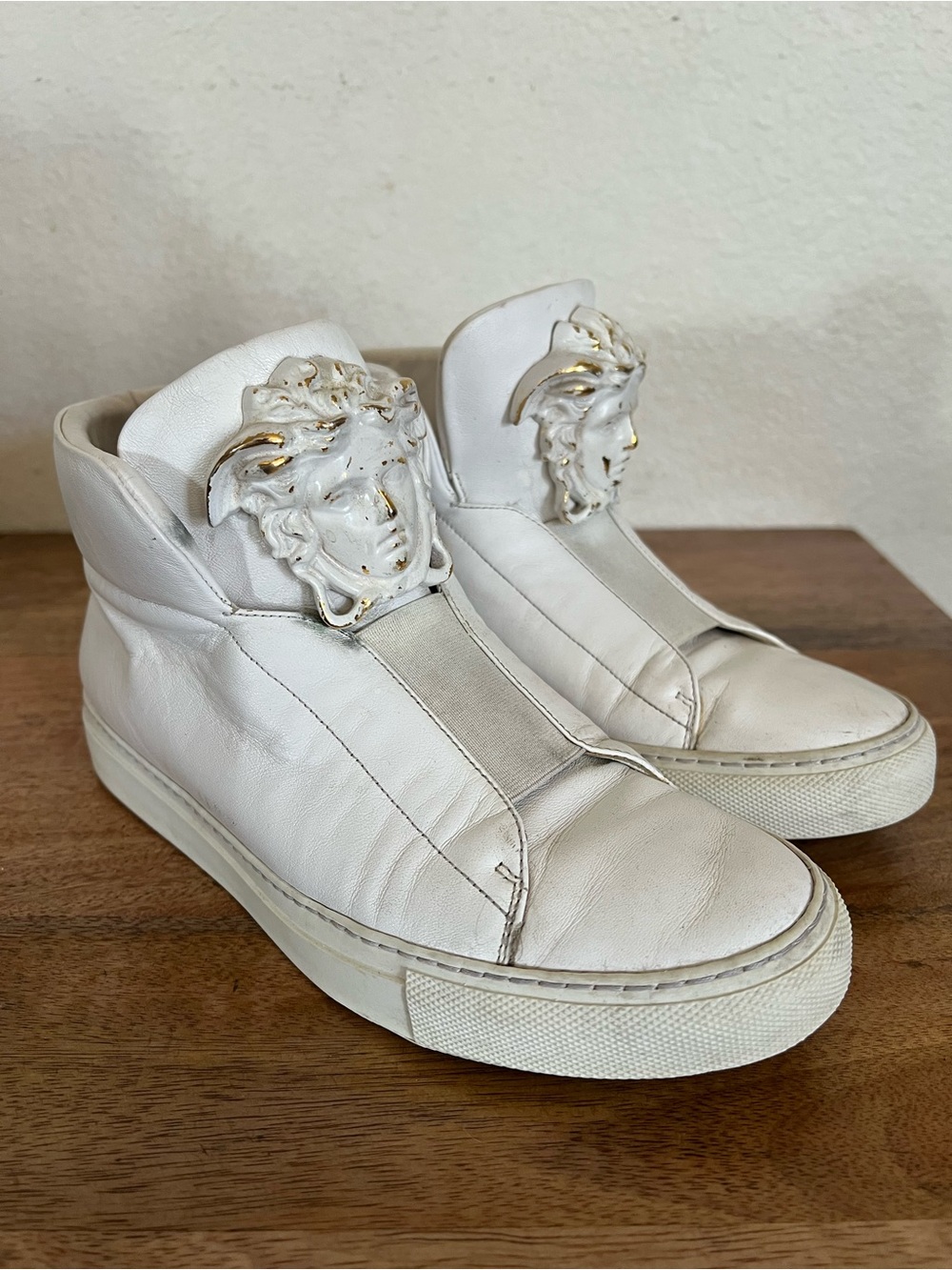 Versace White Leather High Top Medusa Sneakers EU 37 - Picture 13 of 14